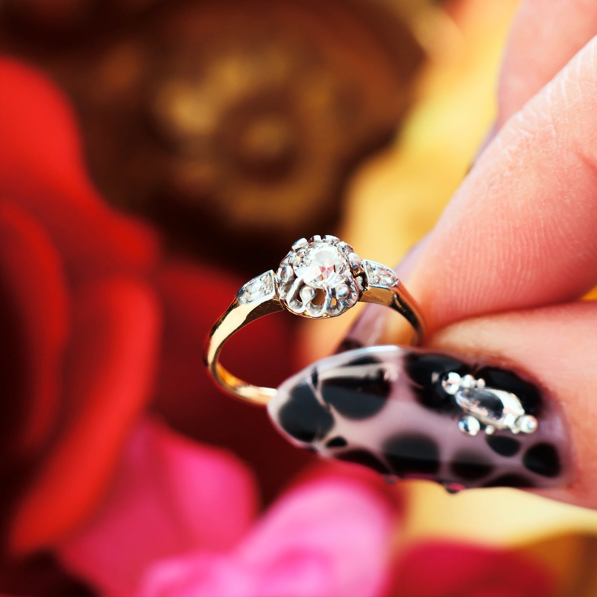 Darling Antique Hand Cut Diamond Engagement Ring