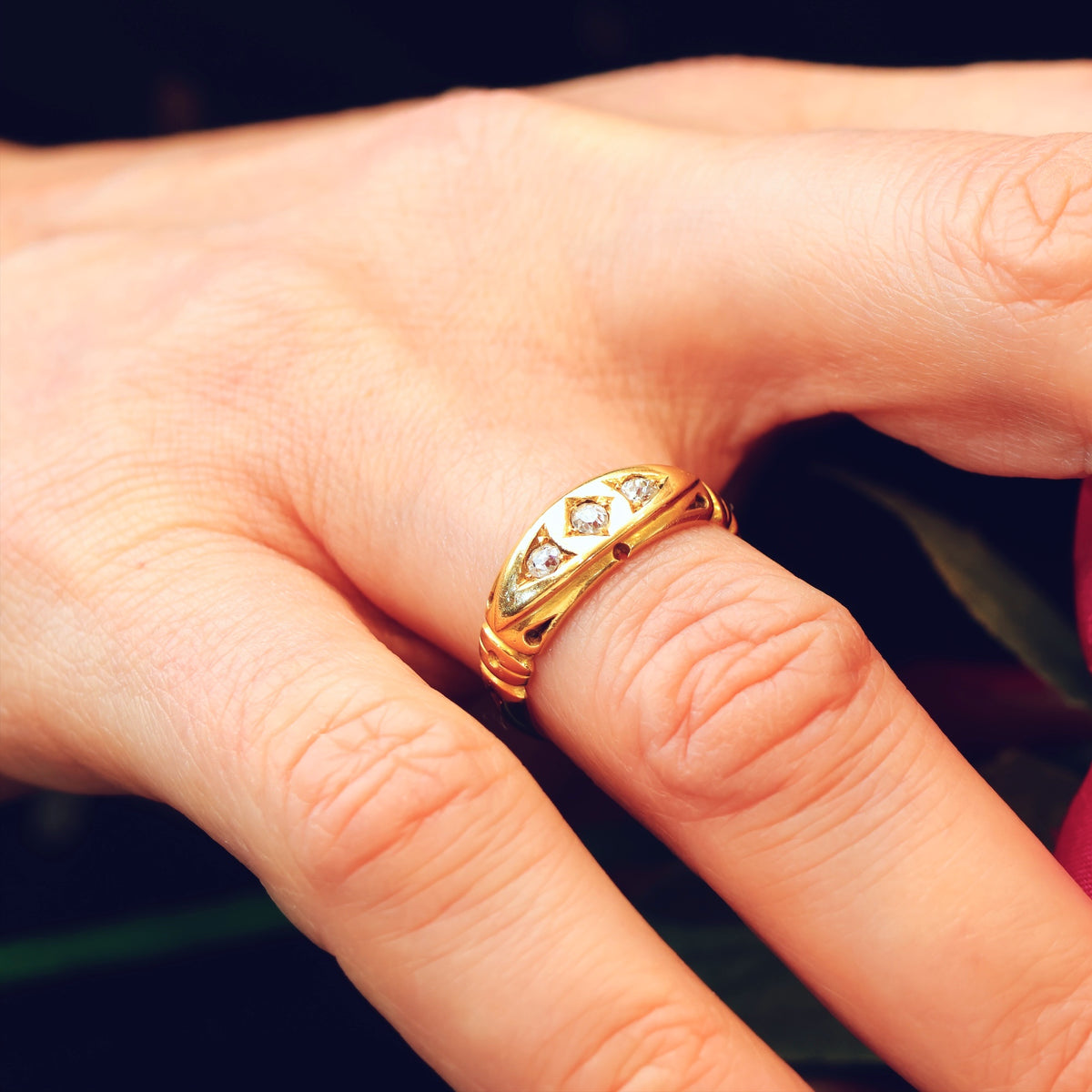 Victorian Date 1889 Diamond Gypsy Band Ring
