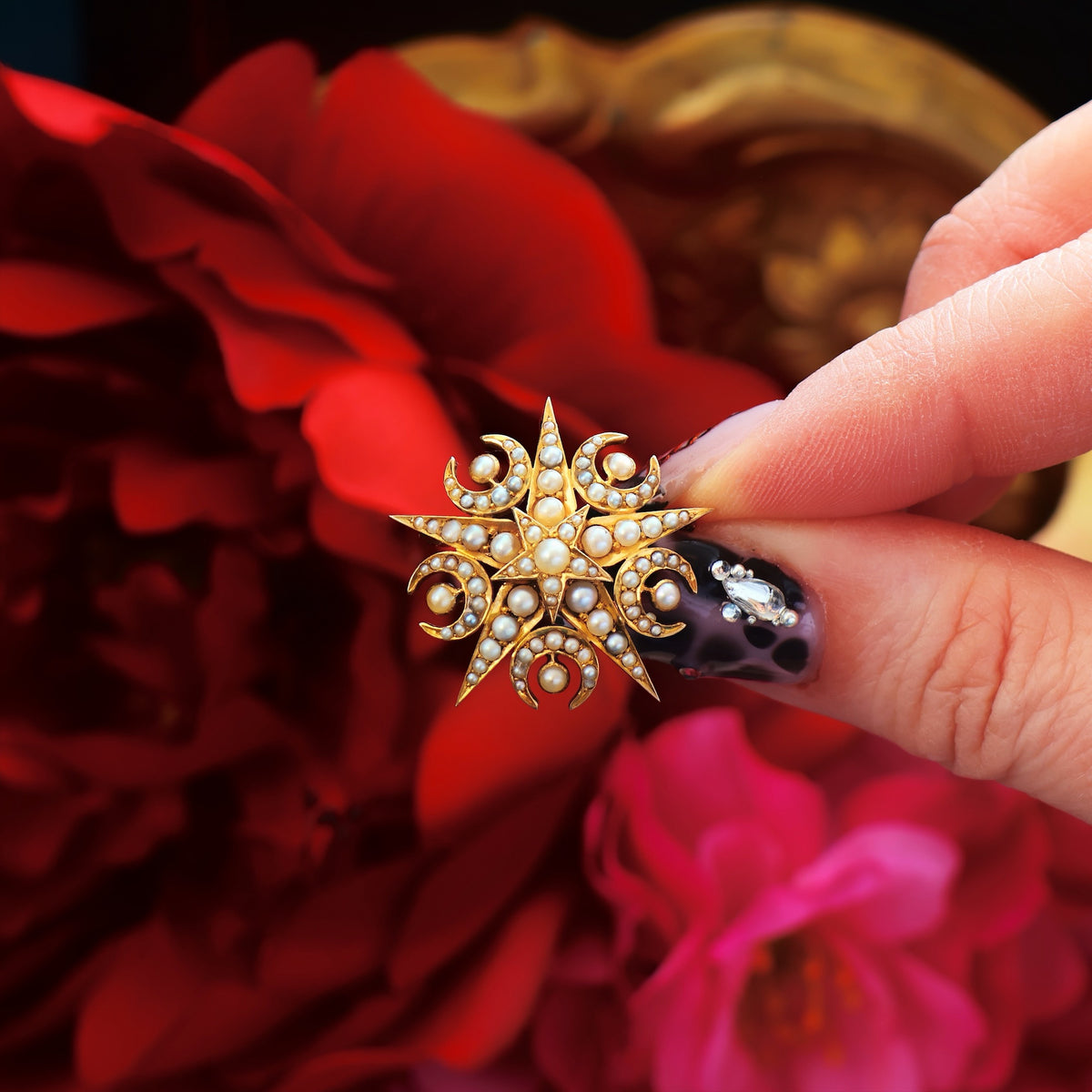 Victorian Seed Pearl Convertible Star Pendant/Brooch