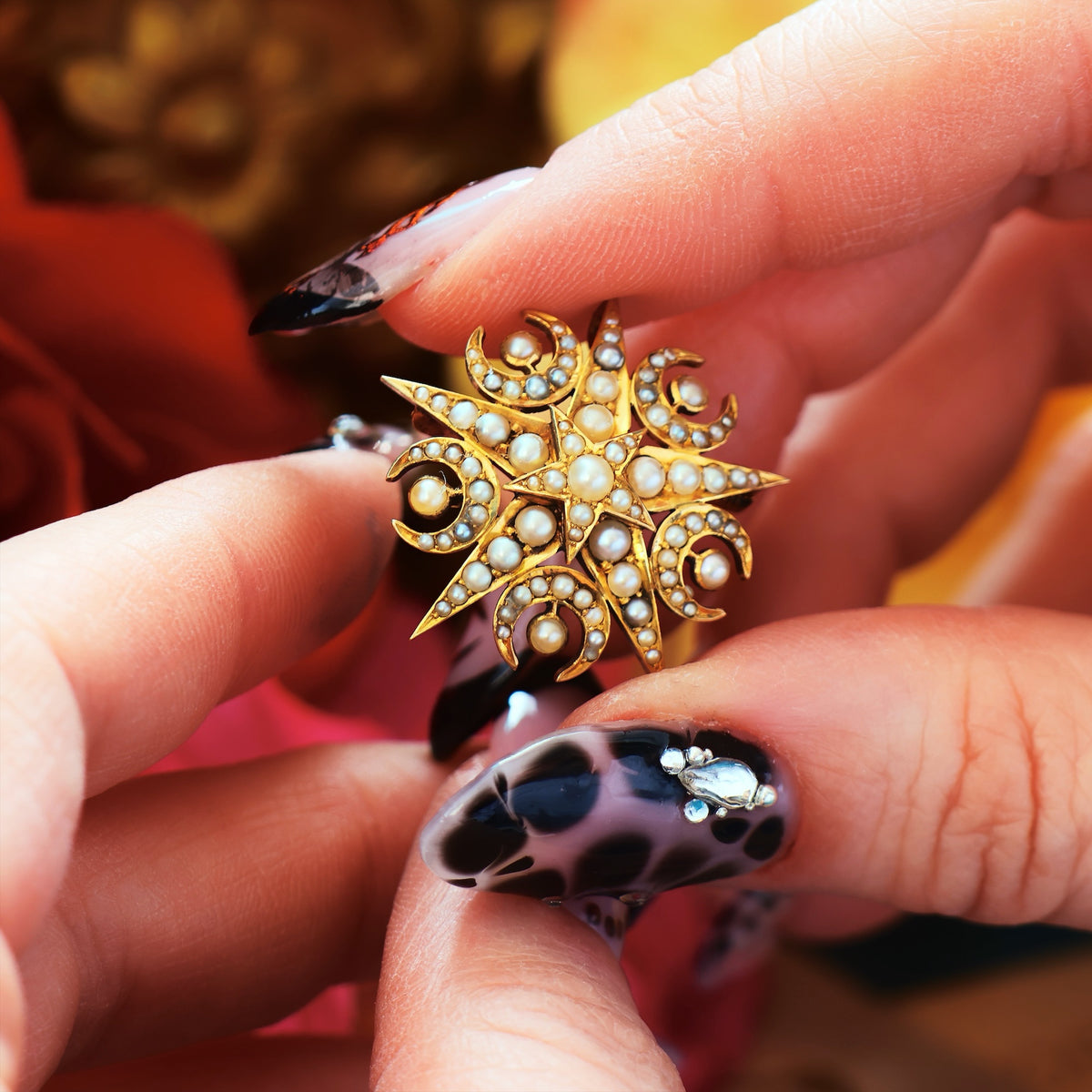 Victorian Seed Pearl Convertible Star Pendant/Brooch