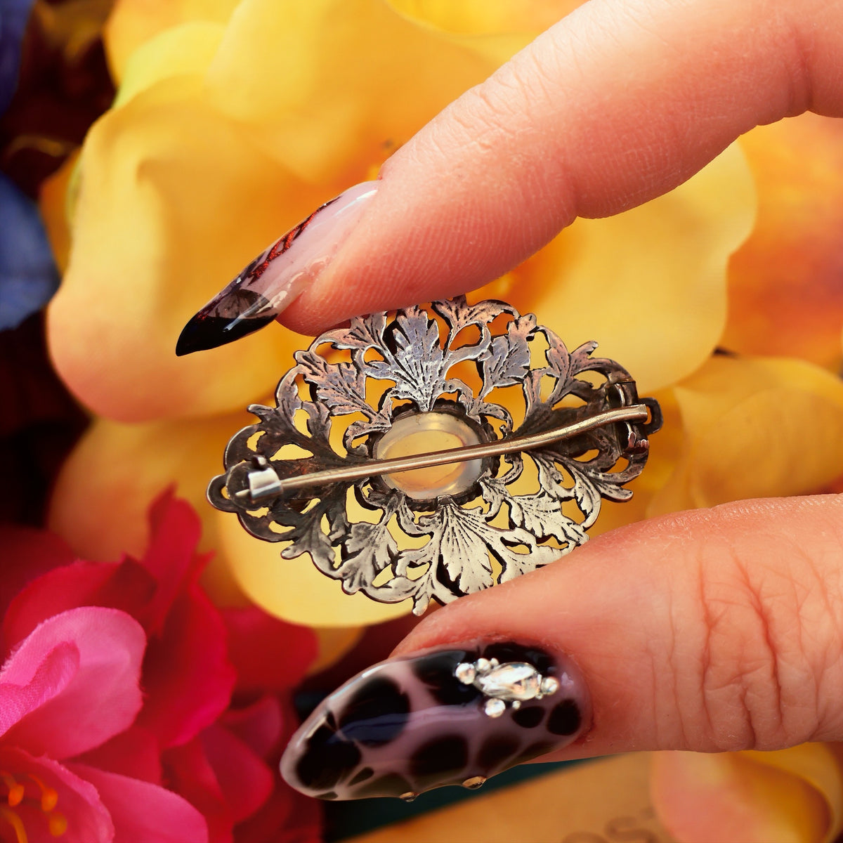 Entrancing Silver Moonstone Austro-Hungarian Brooch