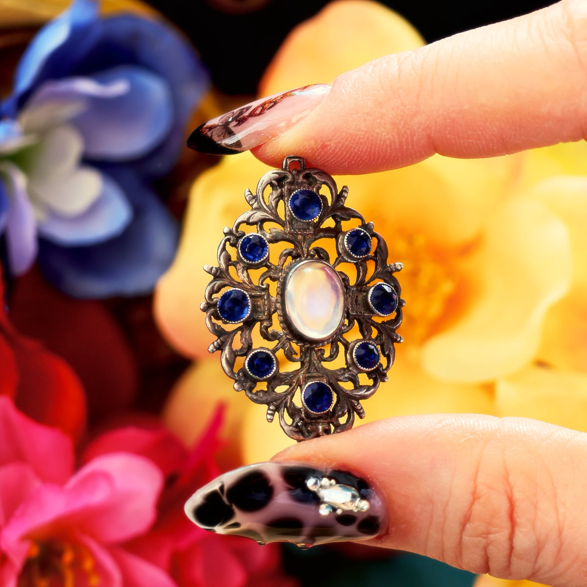 Entrancing Silver Moonstone Austro-Hungarian Brooch