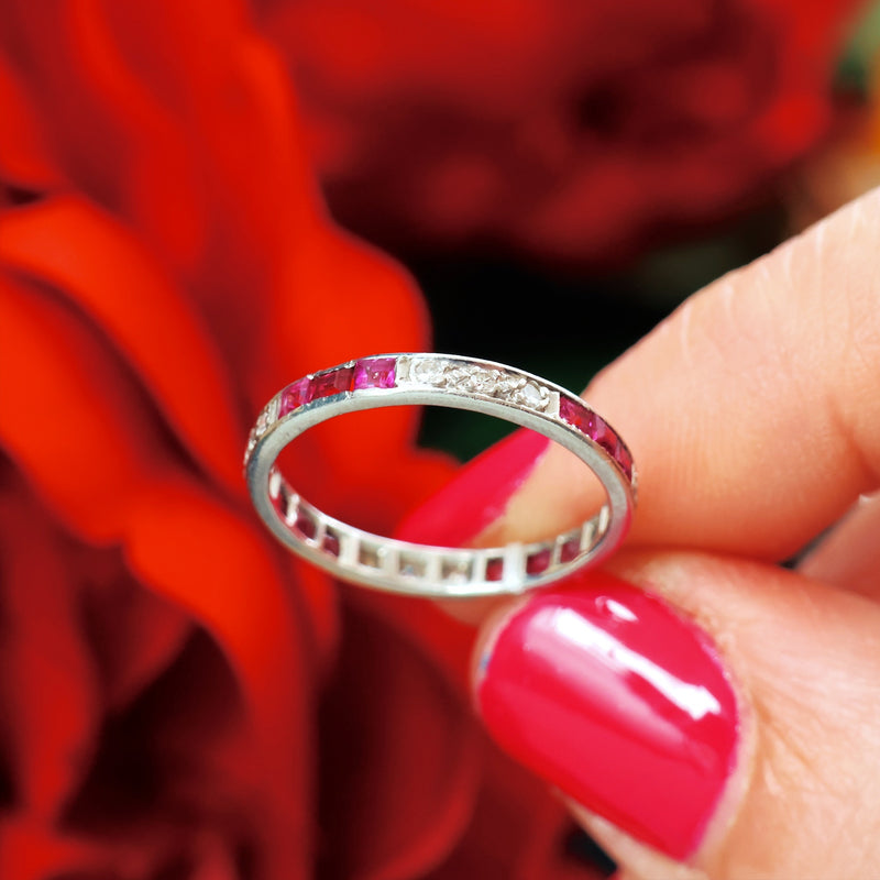 A Vintage Art Deco Ruby & Diamond Eternity Ring