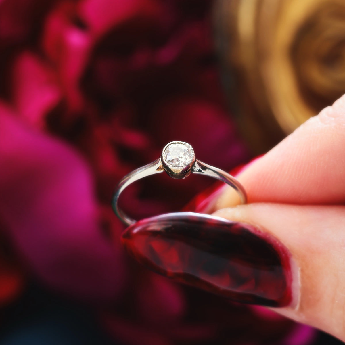 Vintage Hand Cut Diamond Engagement Ring