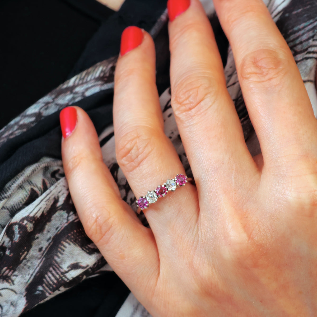 Pretty Pink Tourmaline & Recycled Old Cut Diamond Ring