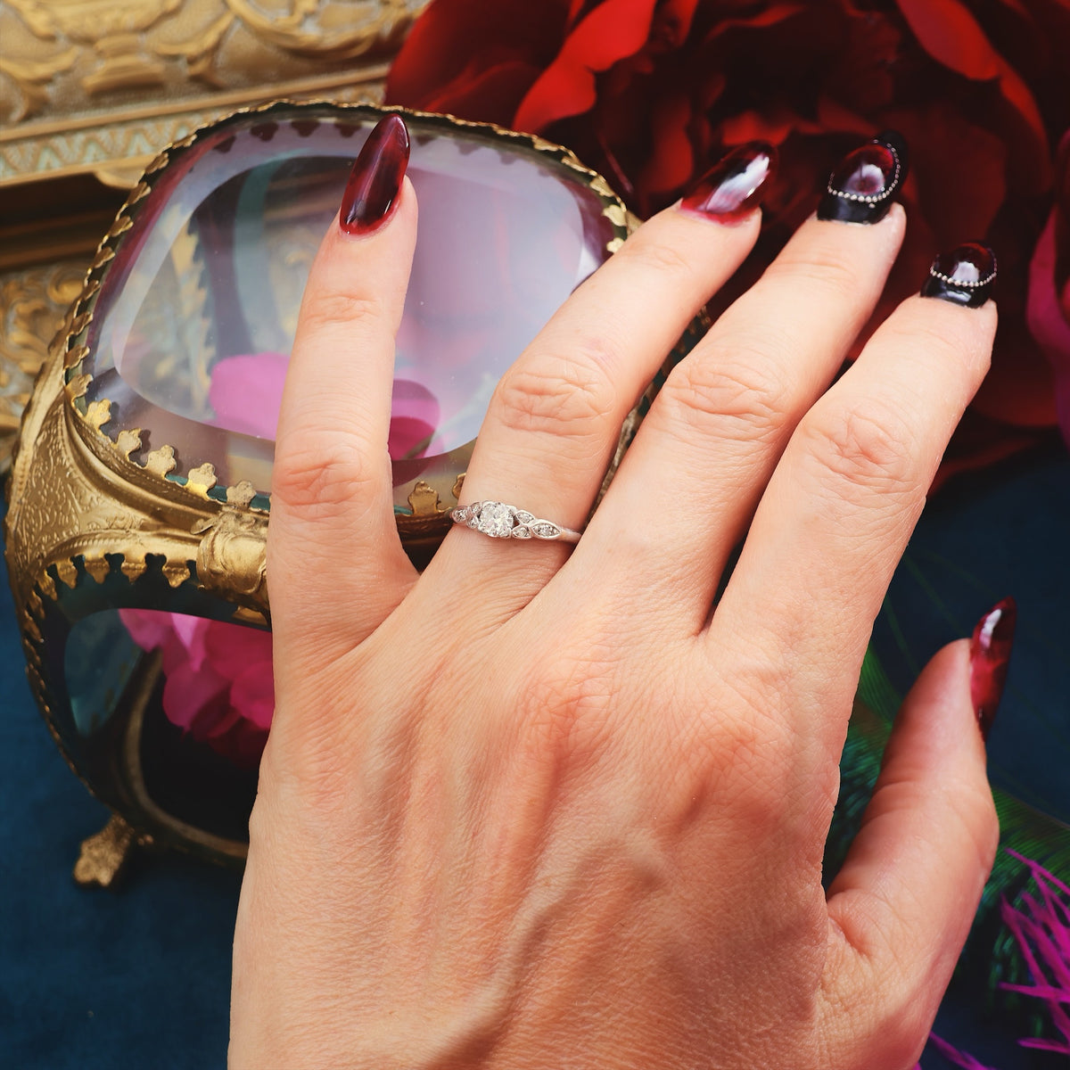 Hand Crafted Vintage Diamond & Platinum Engagement Ring
