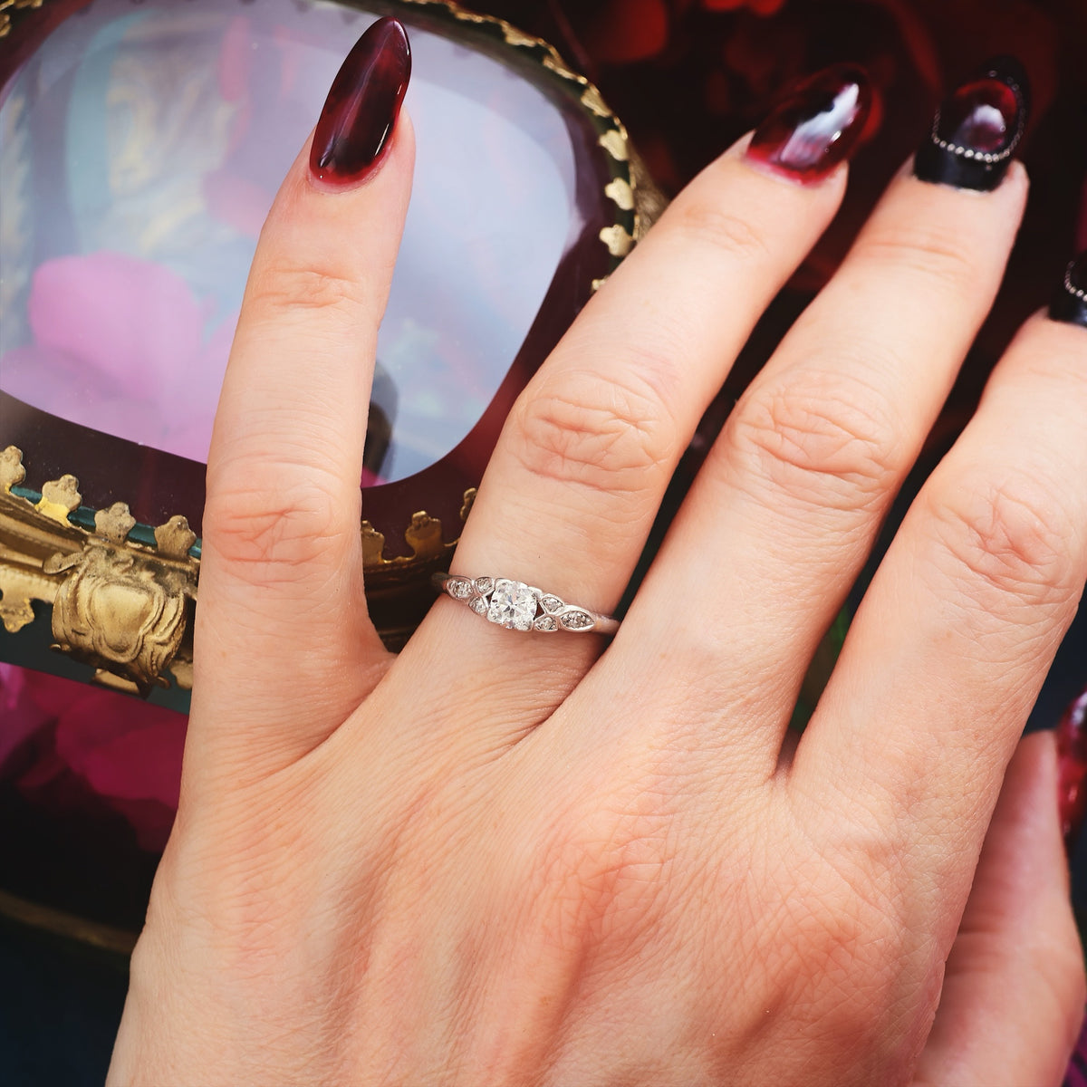 Hand Crafted Vintage Diamond & Platinum Engagement Ring