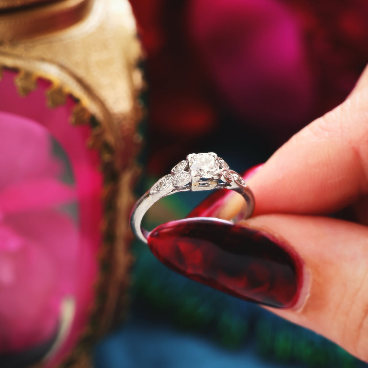 Hand Crafted Vintage Diamond & Platinum Engagement Ring