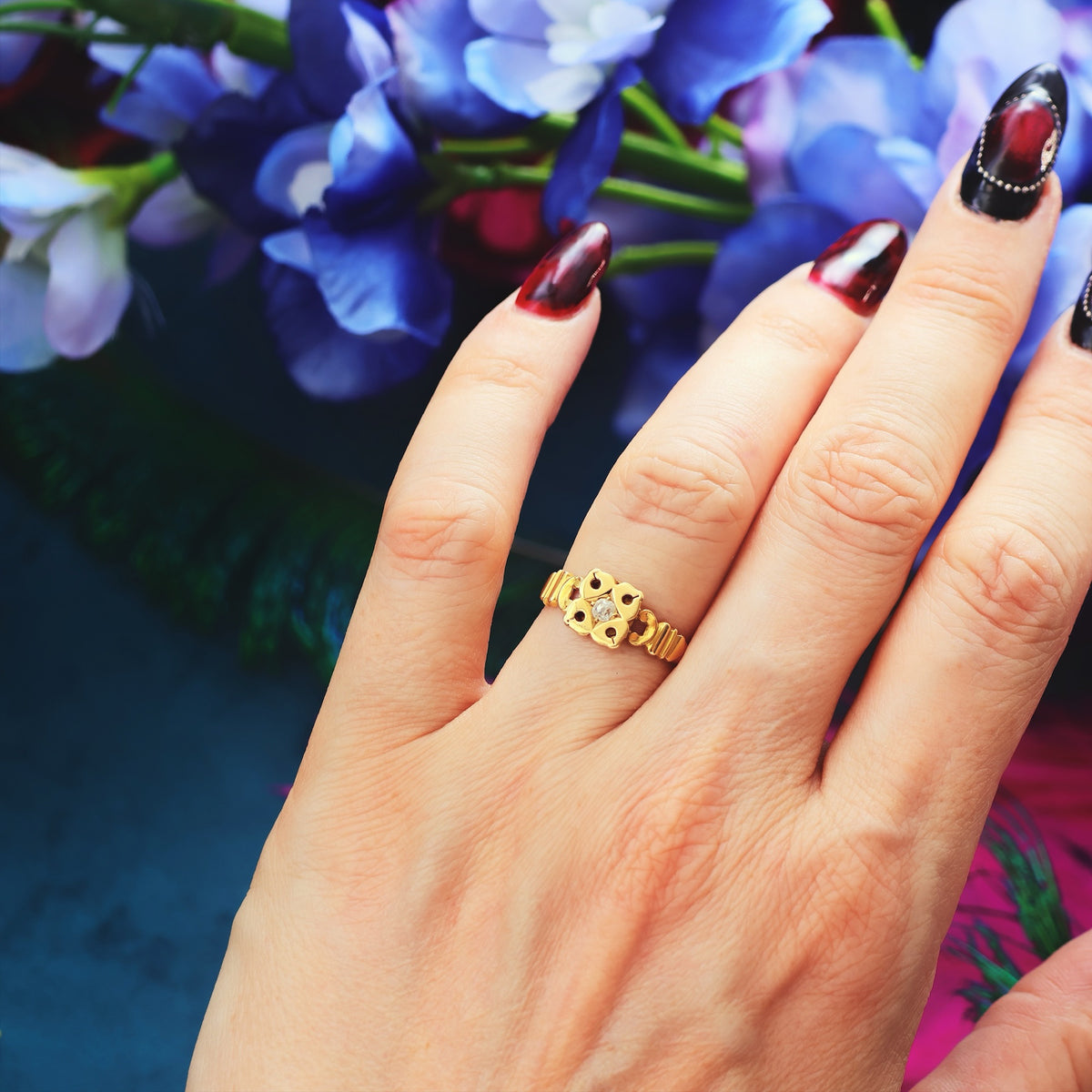 Antique Date 1882 Gothic Revival Diamond Ring