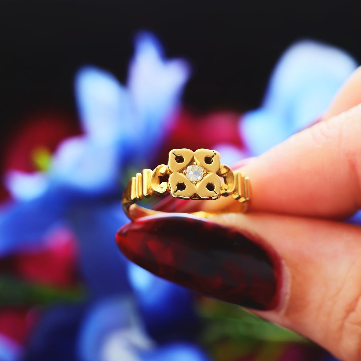 Antique Date 1882 Gothic Revival Diamond Ring