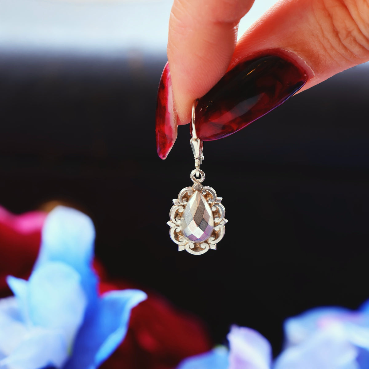Adorable Victorian Silver Faceted Drop Earrings