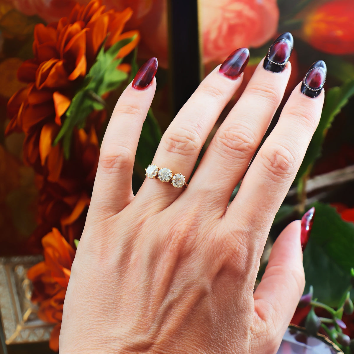 Exceptional! 2.40ct Vintage Diamond Trilogy Engagement Ring