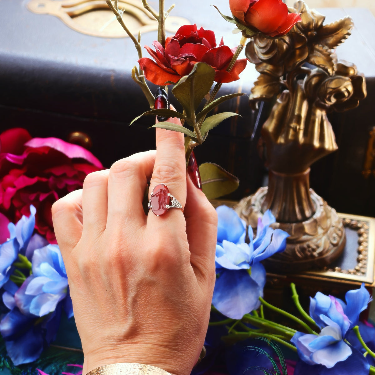 Angelic Antique Romanesque Carnelian Intaglio Ring