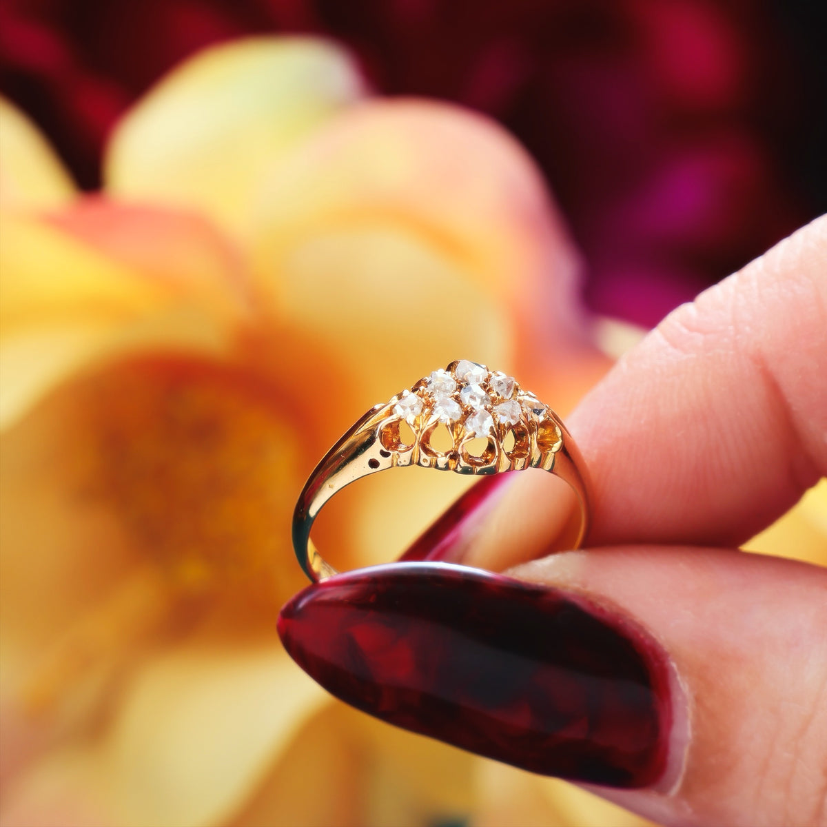 Antique Date 1885 Rose Cut Diamond Engagement Ring