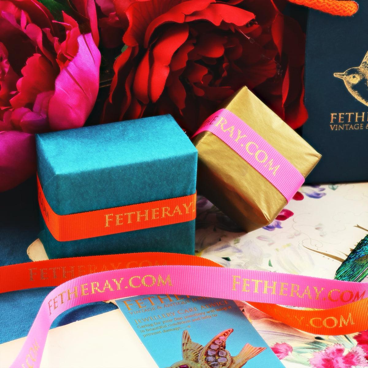 Faded Flowers Wave Shaped Wedding Band