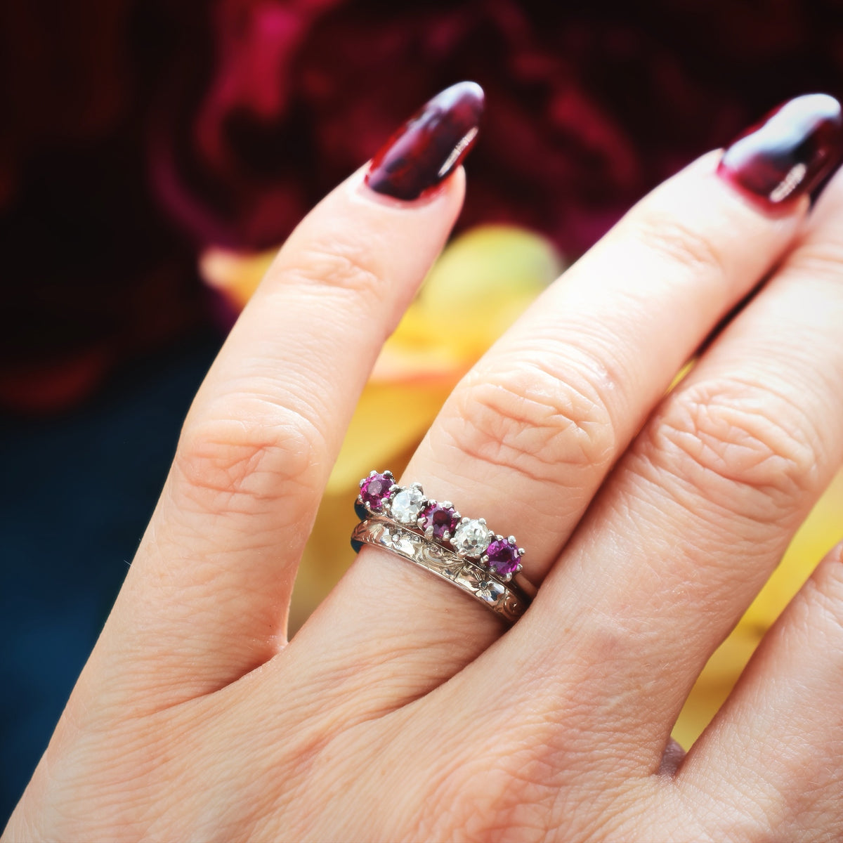 Pretty Pink Tourmaline & Recycled Old Cut Diamond Ring