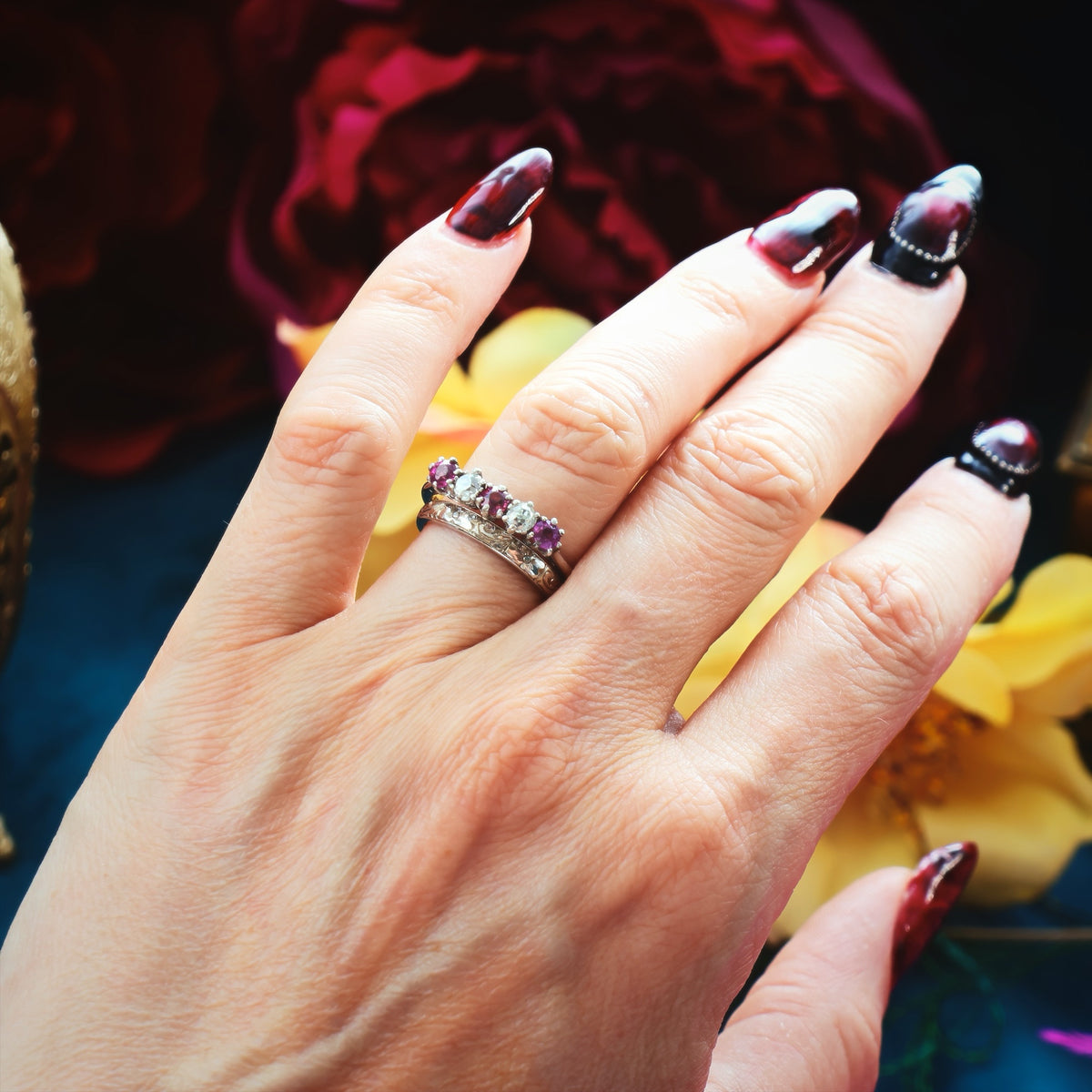 Pretty Pink Tourmaline & Recycled Old Cut Diamond Ring
