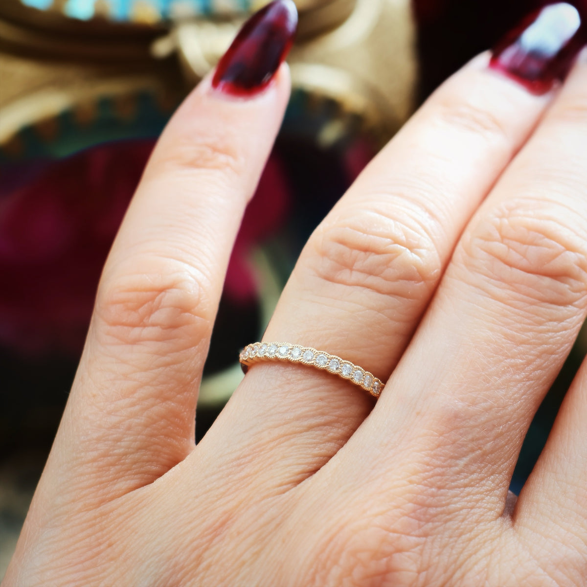 Beautiful Vintage Style Diamond Half Eternity Ring