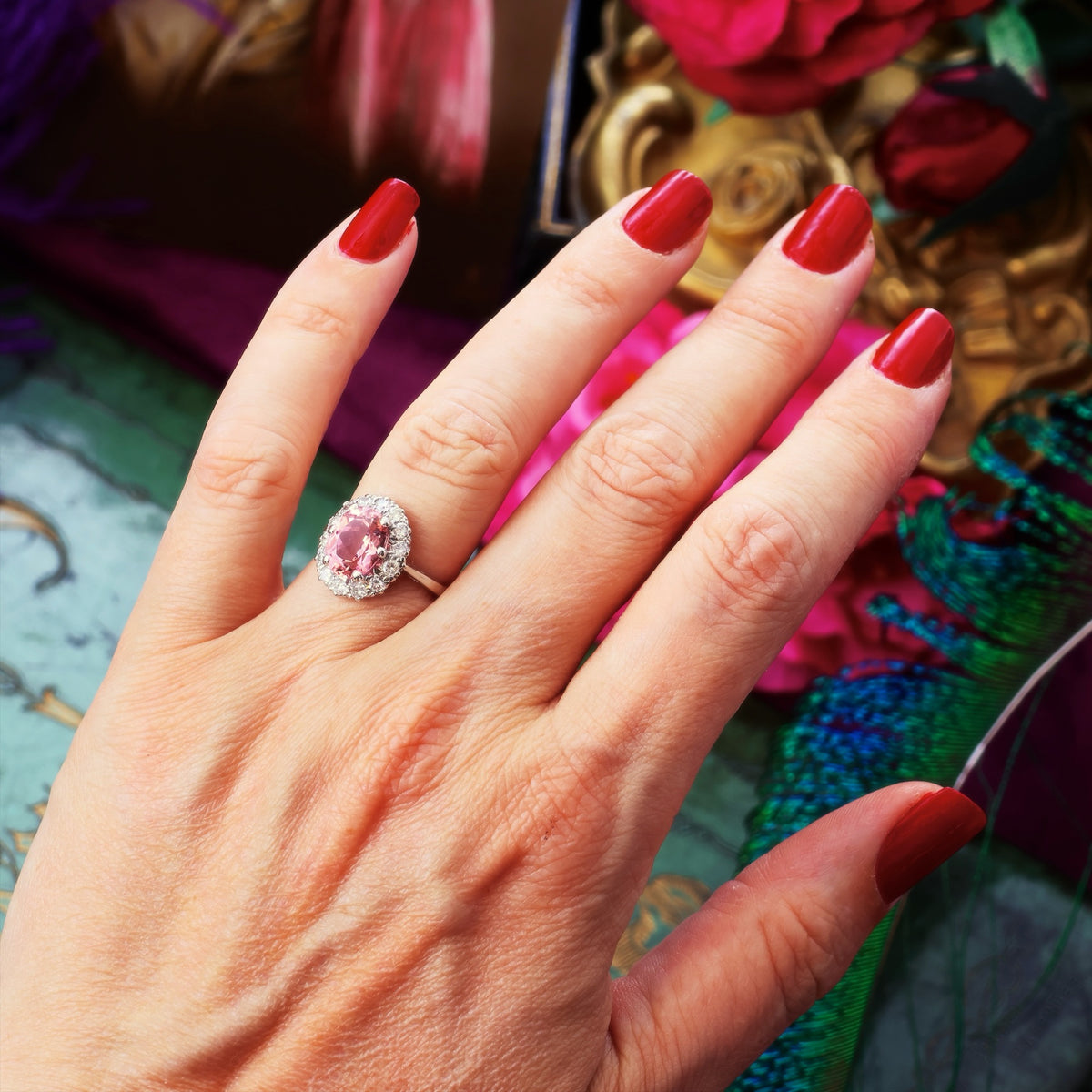Date 1995 Pink Tourmaline & Diamond Cocktail Ring