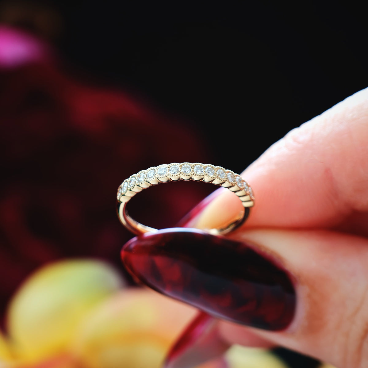 Beautiful Vintage Style Diamond Half Eternity Ring