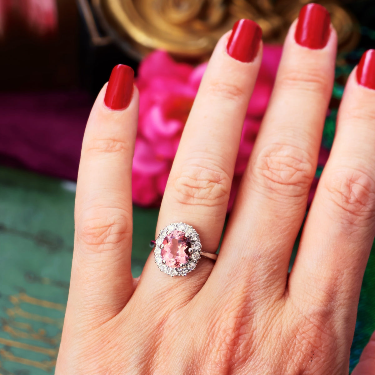 Date 1995 Pink Tourmaline & Diamond Cocktail Ring