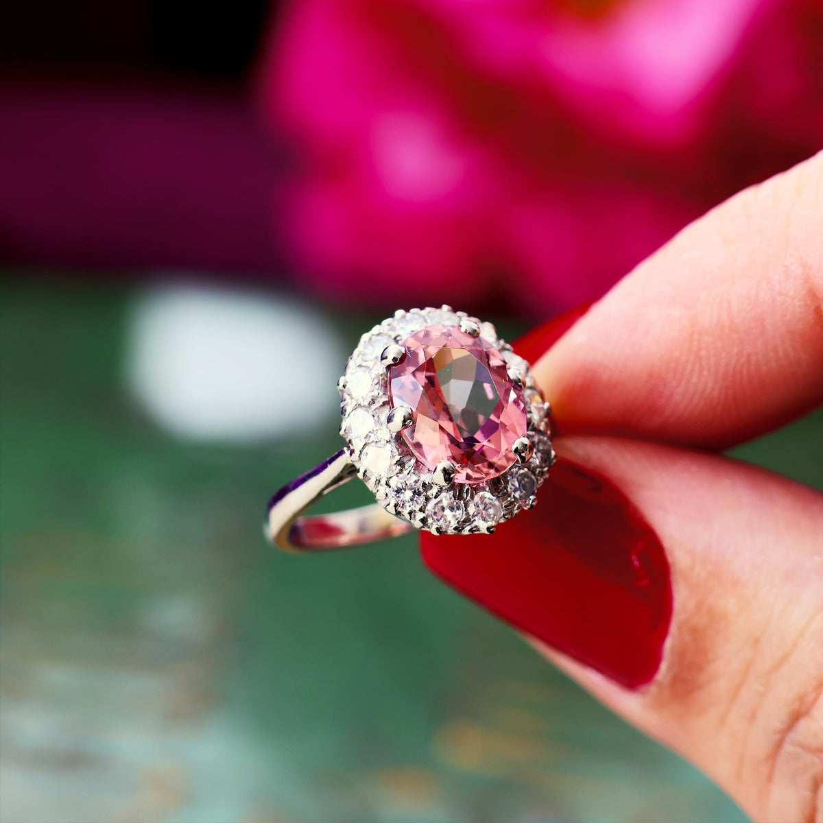 Date 1995 Pink Tourmaline & Diamond Cocktail Ring
