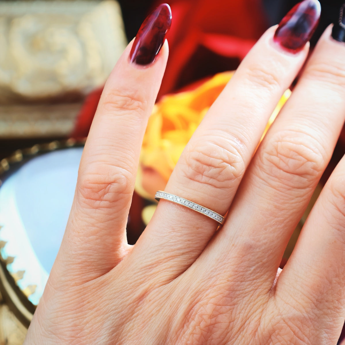 Vintage Style Diamond Half Eternity Ring