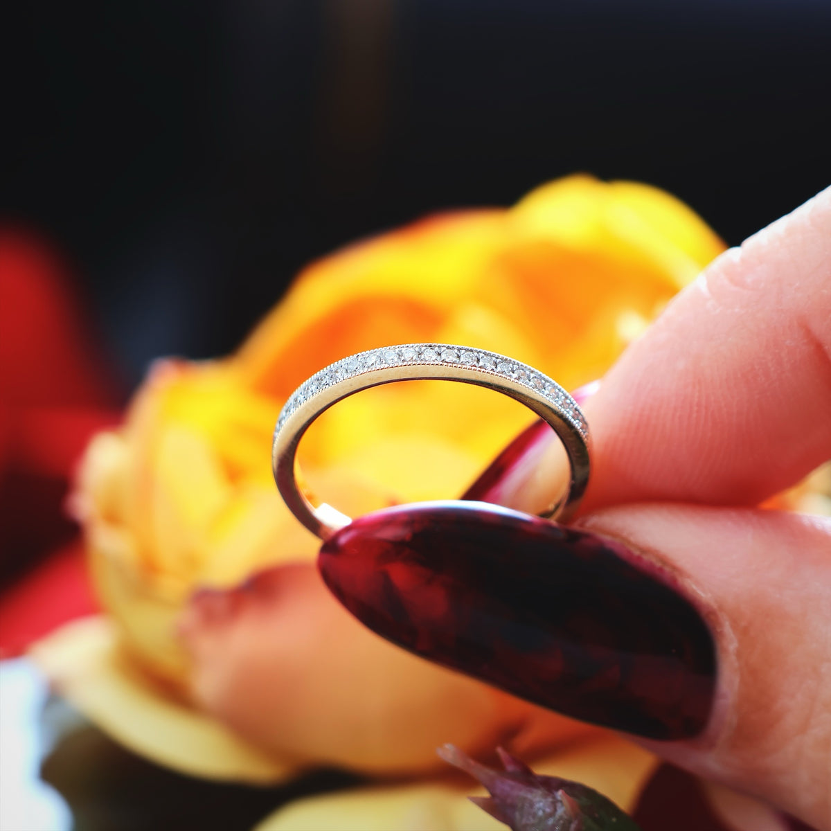 Vintage Style Diamond Half Eternity Ring