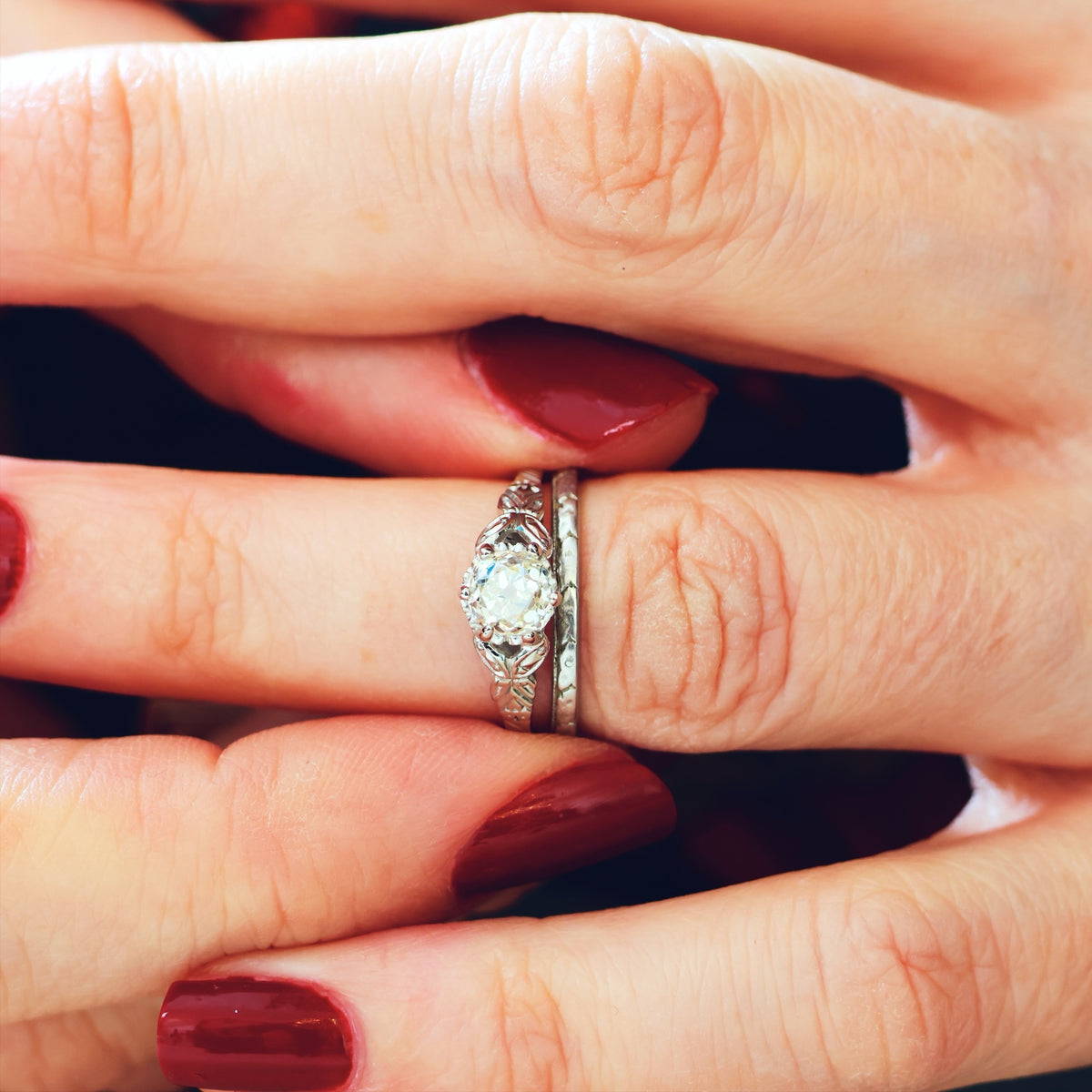 Vintage Recycled Hand Cut Diamond Engagement Ring