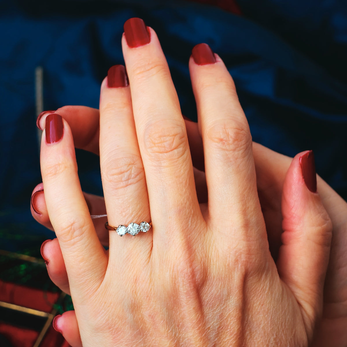 Vintage Date 1936 Diamond Trilogy Engagement Ring