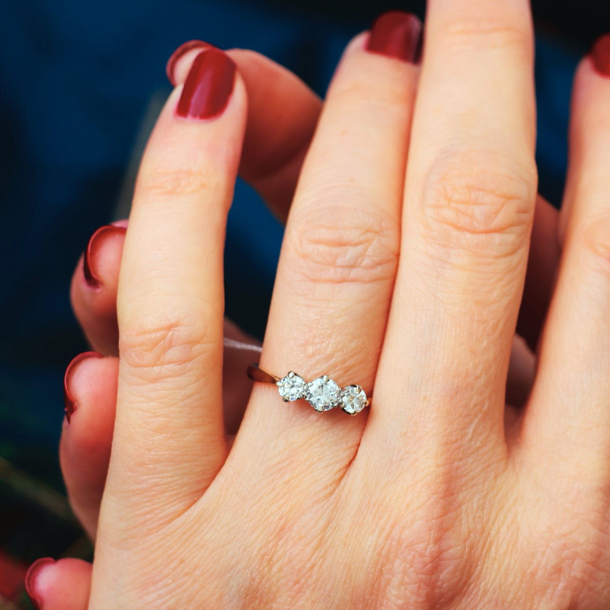 Vintage Date 1936 Diamond Trilogy Engagement Ring