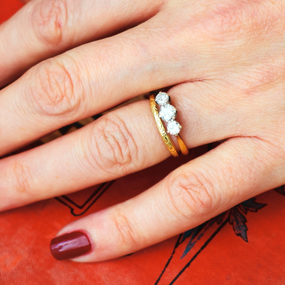 Vintage Date 1936 Diamond Trilogy Engagement Ring