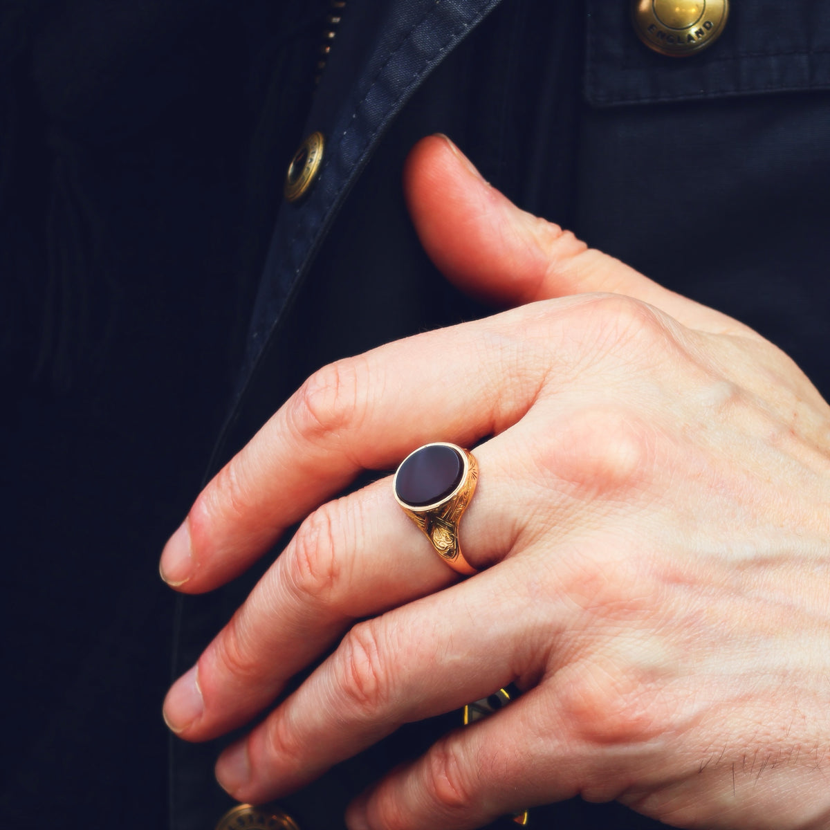 Date 1874 Carnelian 15ct Gold Signet Ring in Original Box