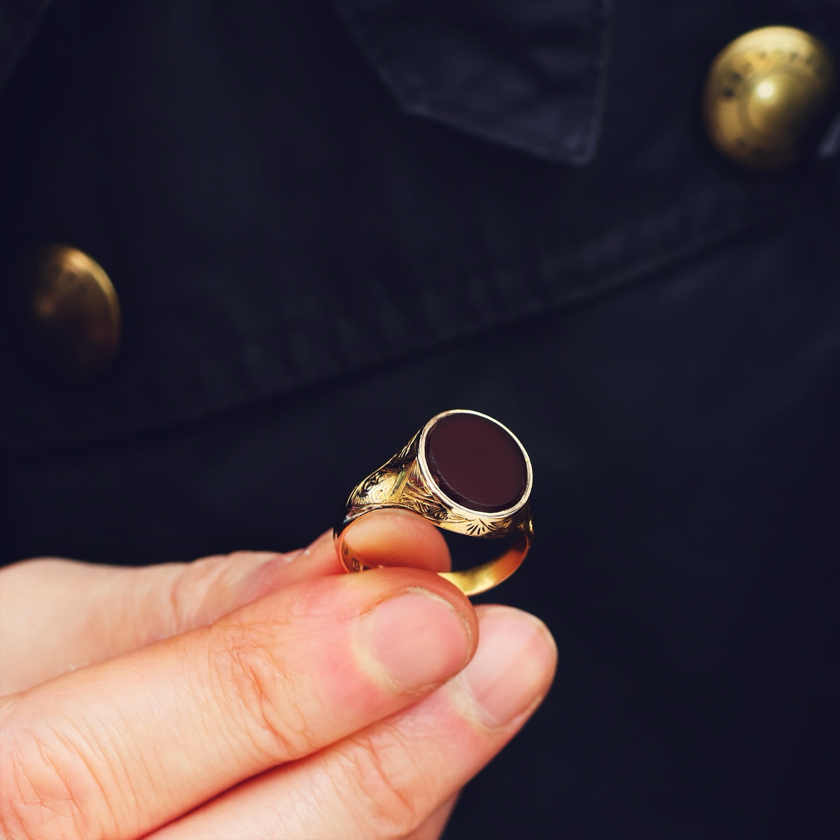 Date 1874 Carnelian 15ct Gold Signet Ring in Original Box