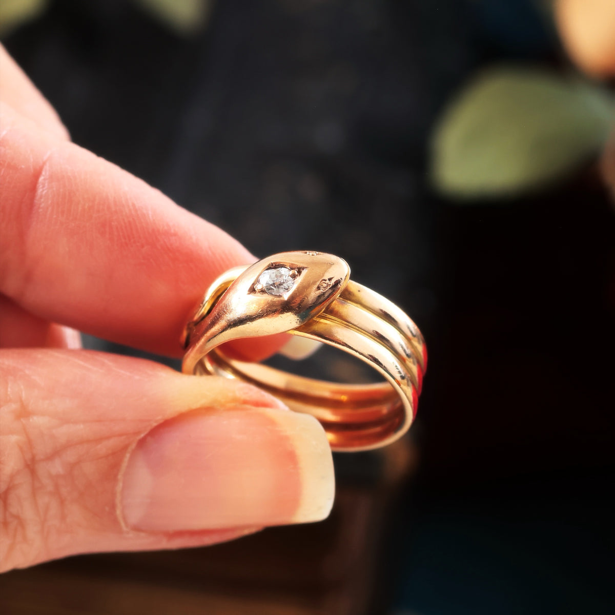Charming Victorian Coiled Snake Diamond Ring