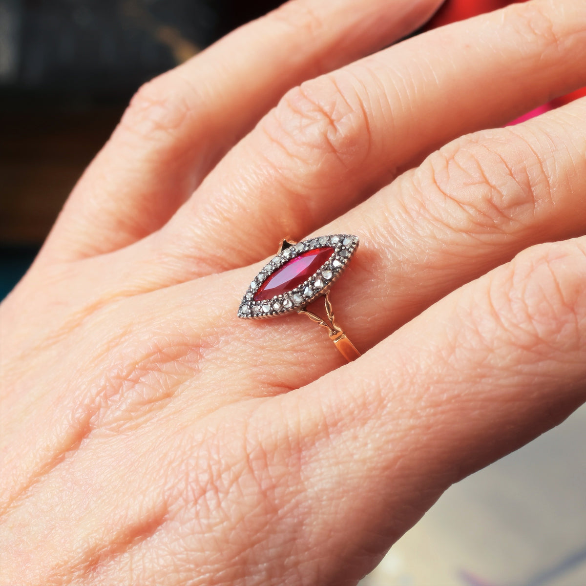 Vintage Ruby & Rose Cut Diamond Dress Ring