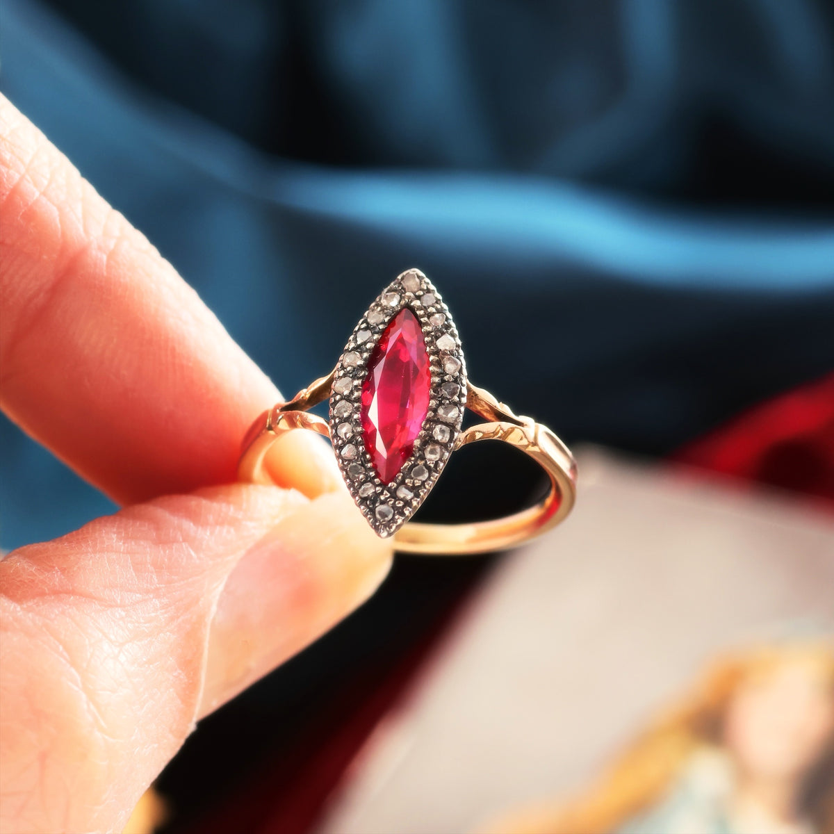 Vintage Ruby & Rose Cut Diamond Dress Ring