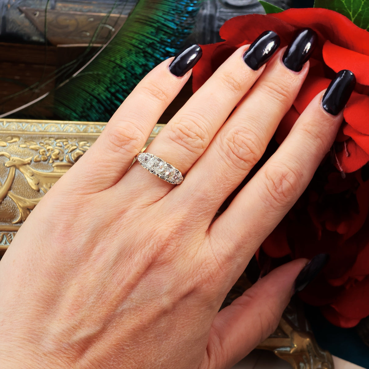 Incredible Sparkly Antique Five Stone Diamond Ring