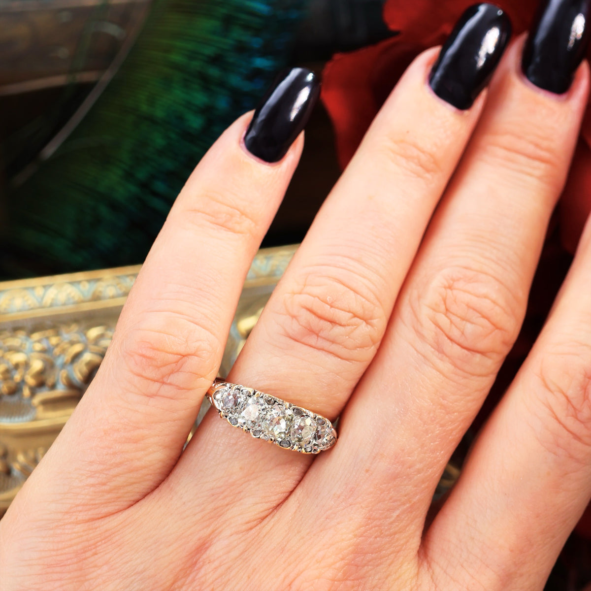 Incredible Sparkly Antique Five Stone Diamond Ring