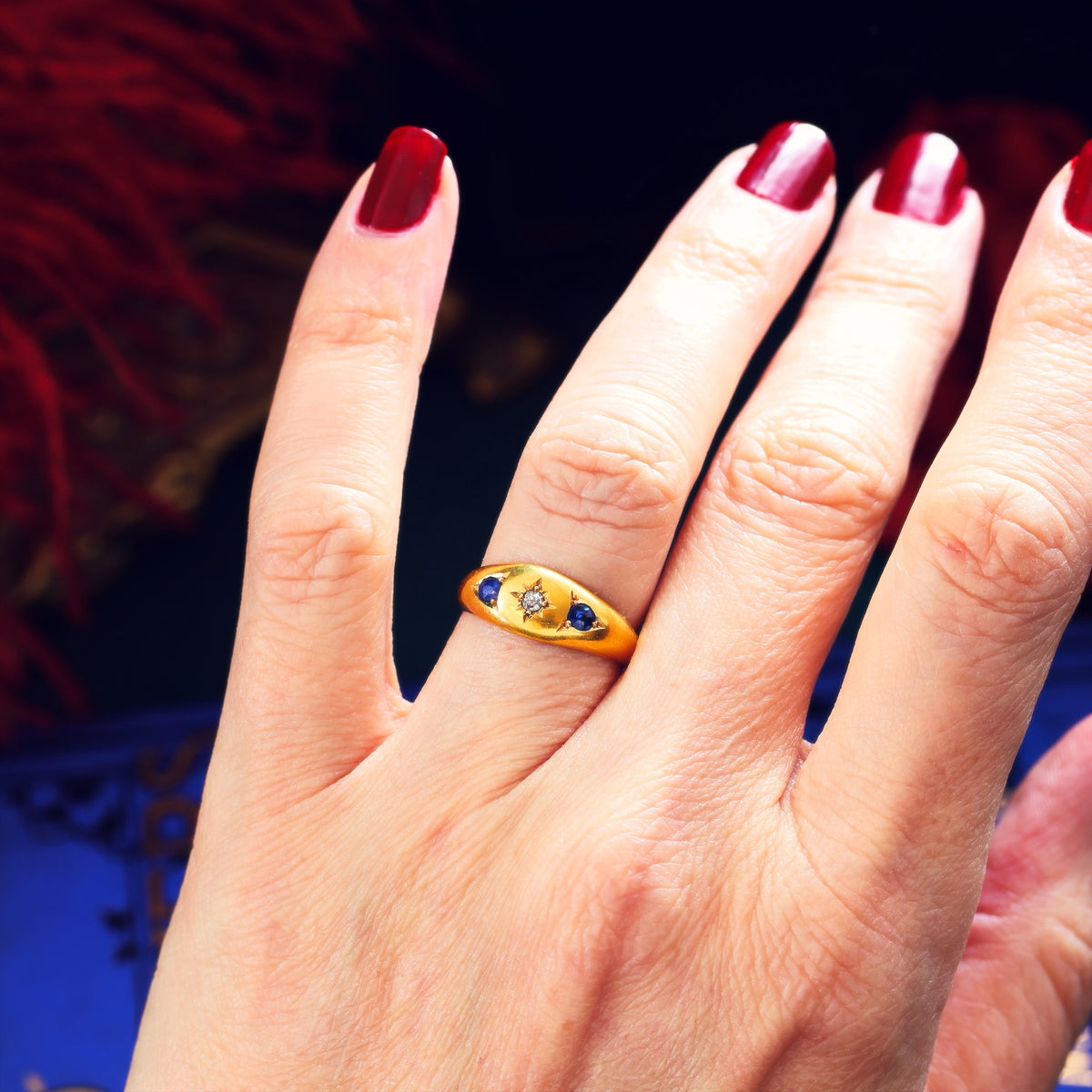 Date 1900 Sapphire & Diamond Gypsy Ring