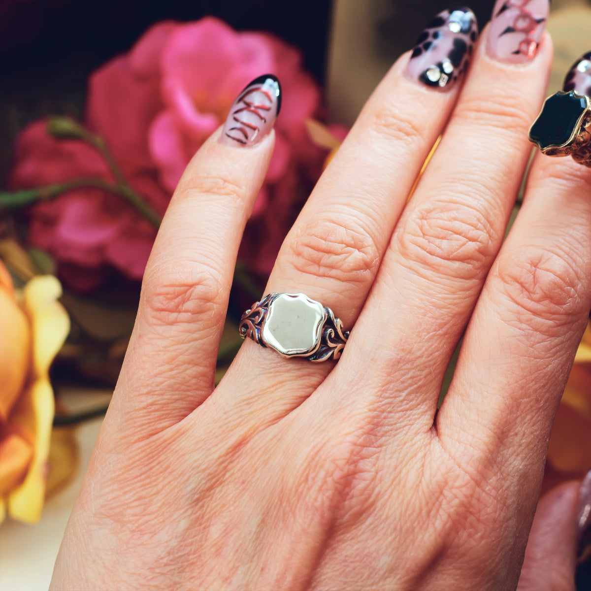 Georgianesque Recycled Silver Shield Signet Ring