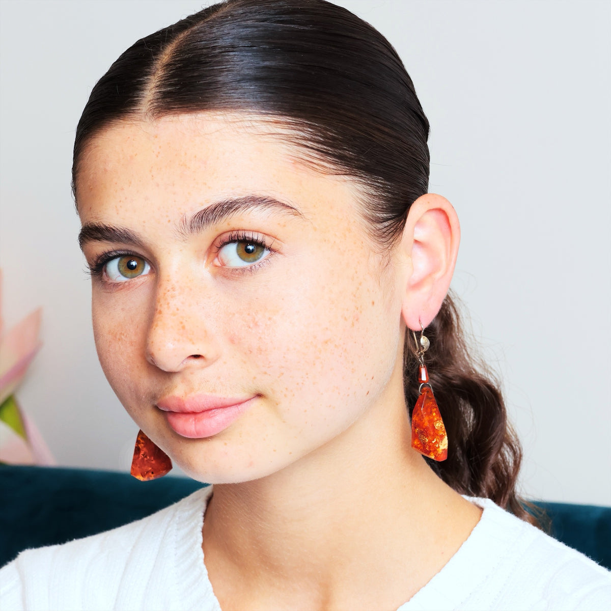 Quintessential 1960's Baltic Amber Drop Earrings