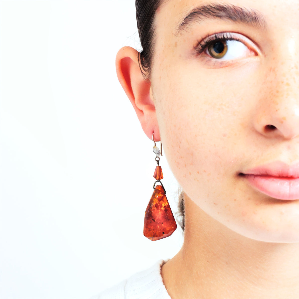 Quintessential 1960's Baltic Amber Drop Earrings