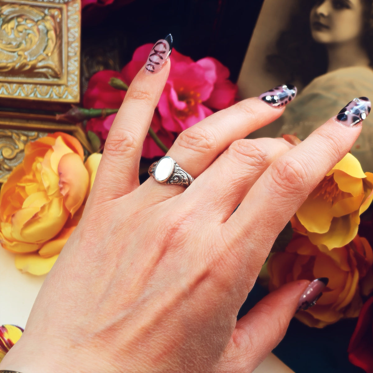 Ornate Rococo Recycled Silver Signet Ring