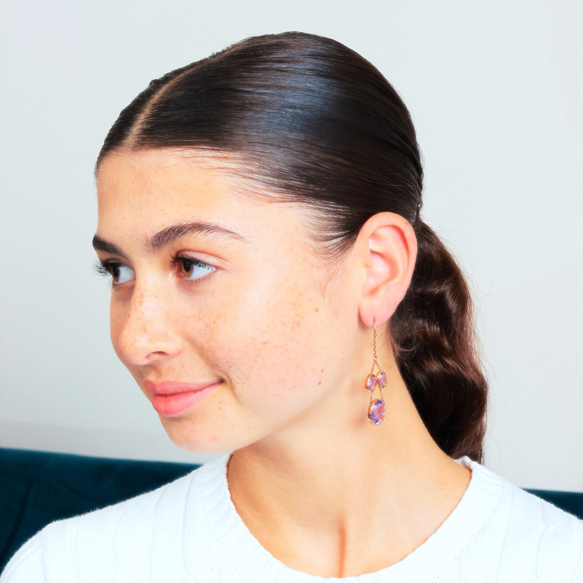 Rare Georgian Lavender Amethyst Girandole Earrings