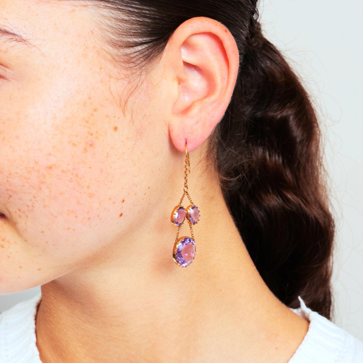 Rare Georgian Lavender Amethyst Girandole Earrings