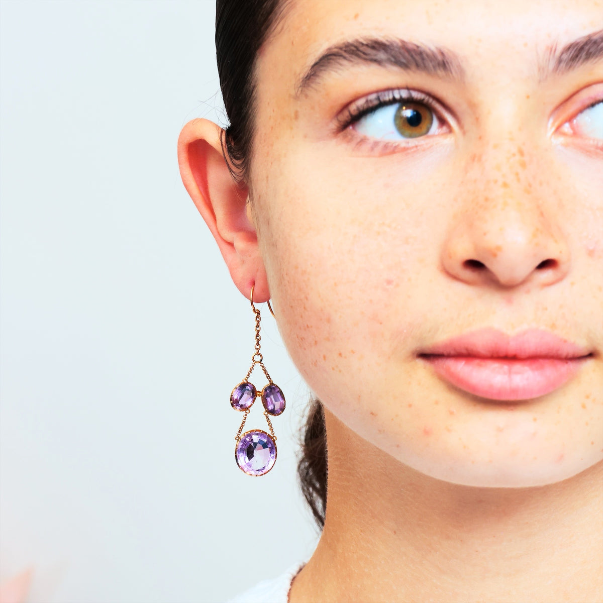 Rare Georgian Lavender Amethyst Girandole Earrings