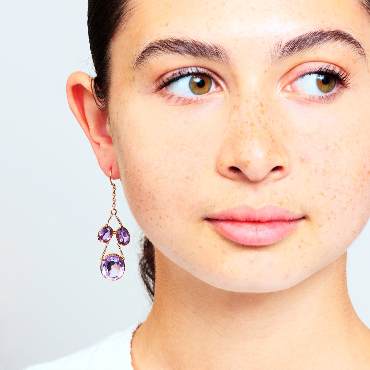 Rare Georgian Lavender Amethyst Girandole Earrings