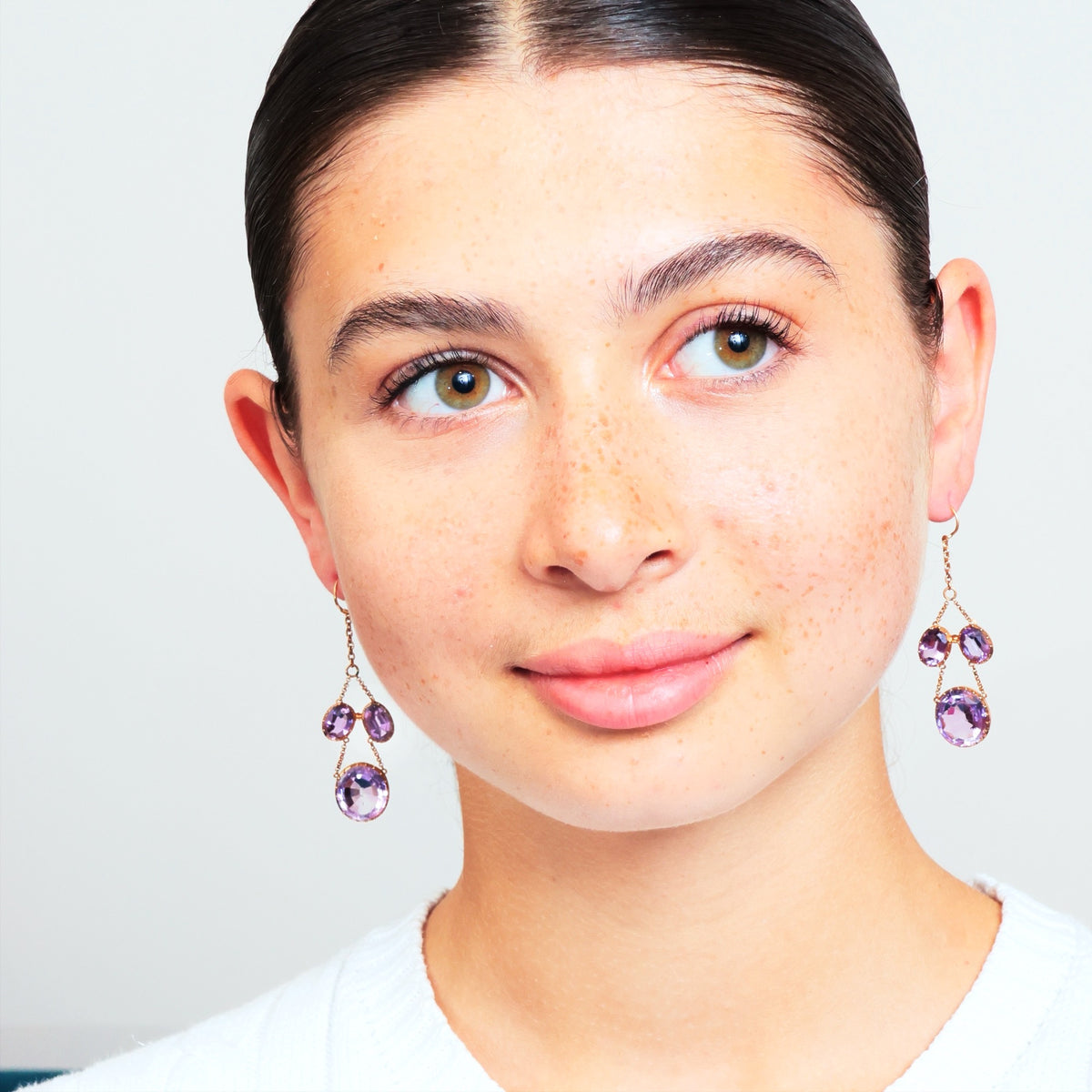Rare Georgian Lavender Amethyst Girandole Earrings