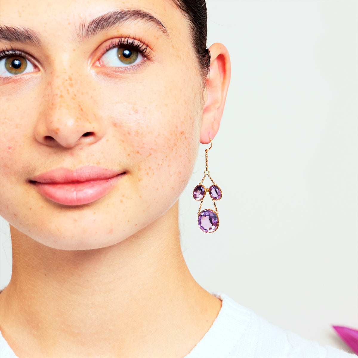 Rare Georgian Lavender Amethyst Girandole Earrings